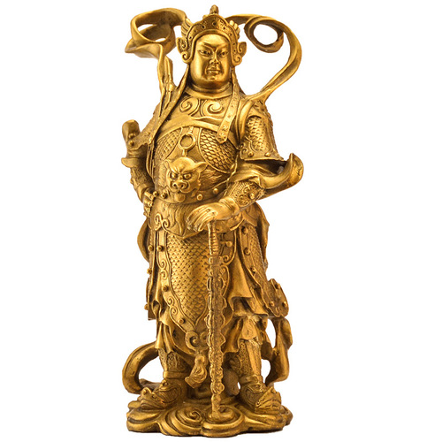 Ruiju wholesale brass Skanda Bodhisattva Jialan Guan Gong Buddha ornaments Brass Skanda Jialan protector bronze statue