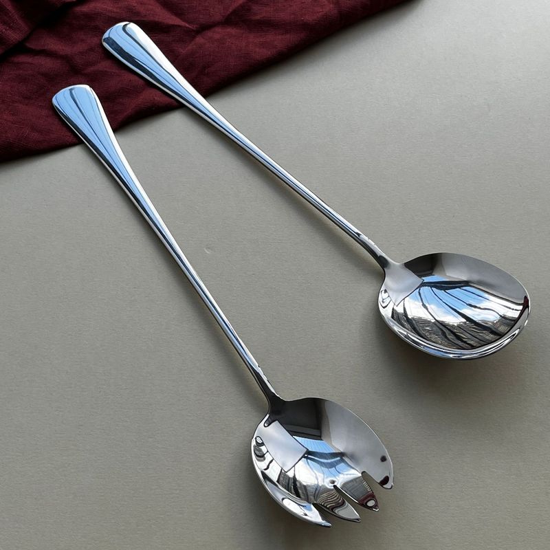 公共ステンレスホテルのカフェテリア分食スプーン304材質28cm長柄分菜スプーンサラダフォーク|undefined