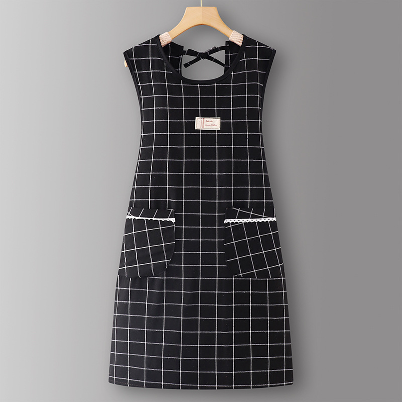 블랙 LC701 순면 대형 체크 무늬 조끼