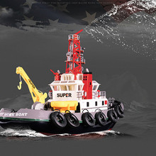 2.4G遥控船仿真救援艇可喷水儿童水上玩具高速续航消防船模3810