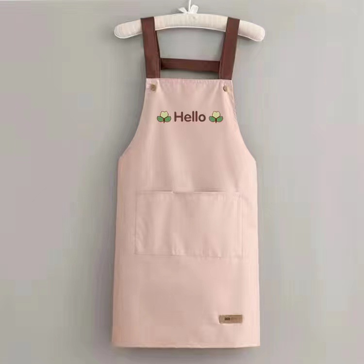 2022 Apron Household Kitchen Waterproof Oil-Proof Work Clothes Printed Logo Printing Female Summer Thin Dining Apron