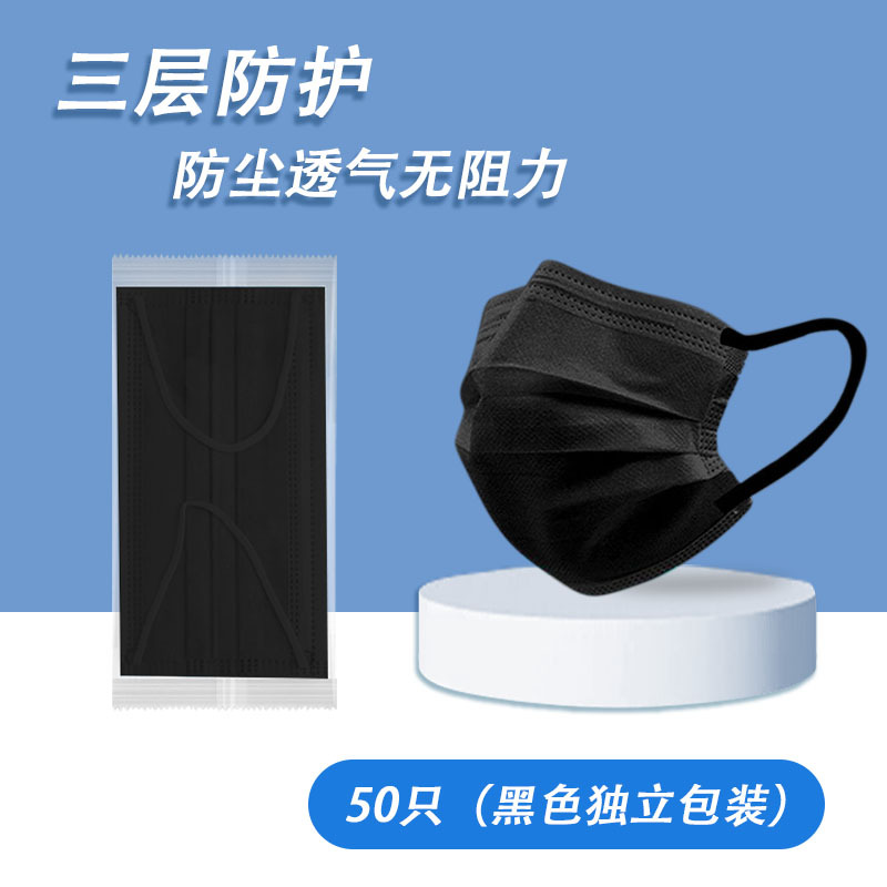 Black medical mask, pack
