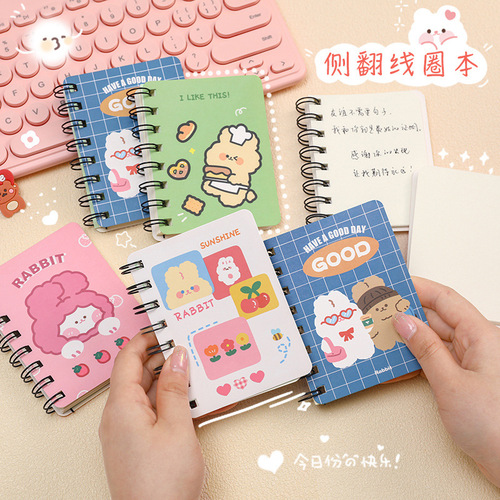 Cartoon roll-over coil notebook student notes A7 pocket notepad office study diary portable small notebook