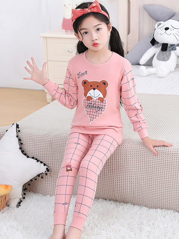 儿童睡衣纯棉衬衣线裤男童保暖内衣女童宝宝秋衣秋裤中小童棉毛衫|undefined