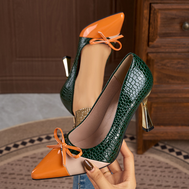 Amazon Cross-Border Foreign Trade European Size Pointed Toe Back Strap Open Toe Women's Sandals Summer Color-Blocking Chunky High Heels Amazon Cross-Border Foreign Trade European Size Pointed Toe Back Strap Open Toe Women's Sandals Summer Color-Blocking Chunky High Heels