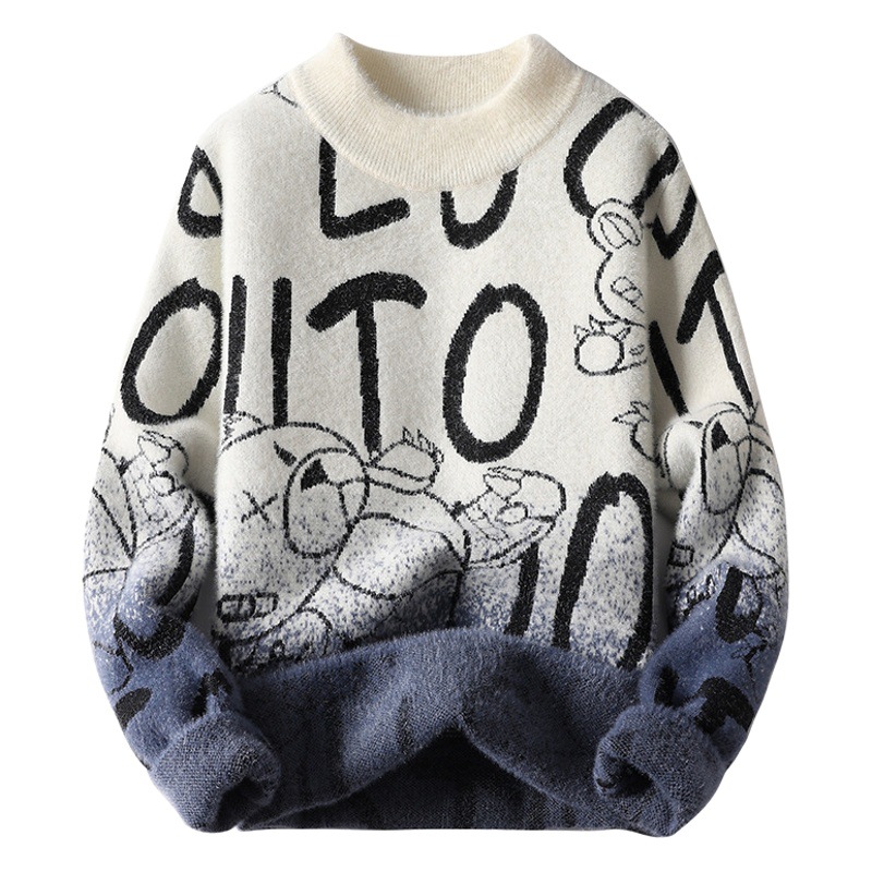 Invierno suelta casual en stock gris espesado ancianos juventud invierno cuello redondo manga larga que basa la camisa