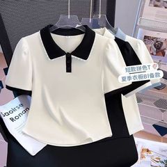 ガールズ Tシャツ ポロカラー Pure Desire 半袖トップス 2025年夏新作 中大型 子供用 インスタイル かわいい プリント トレンド