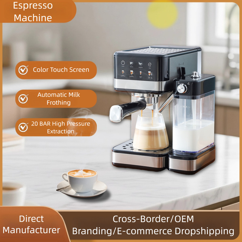 Cross-Border Italian-Style Coffeemachine Coffee Machine for Home Use, Automatic Touch Screen Smart Coffee Machine with High-Pressure Extraction Cross-Border Italian-Style Coffeemachine Coffee Machine for Home Use, Automatic Touch Screen Smart Coffee Machine with High-Pressure Extraction