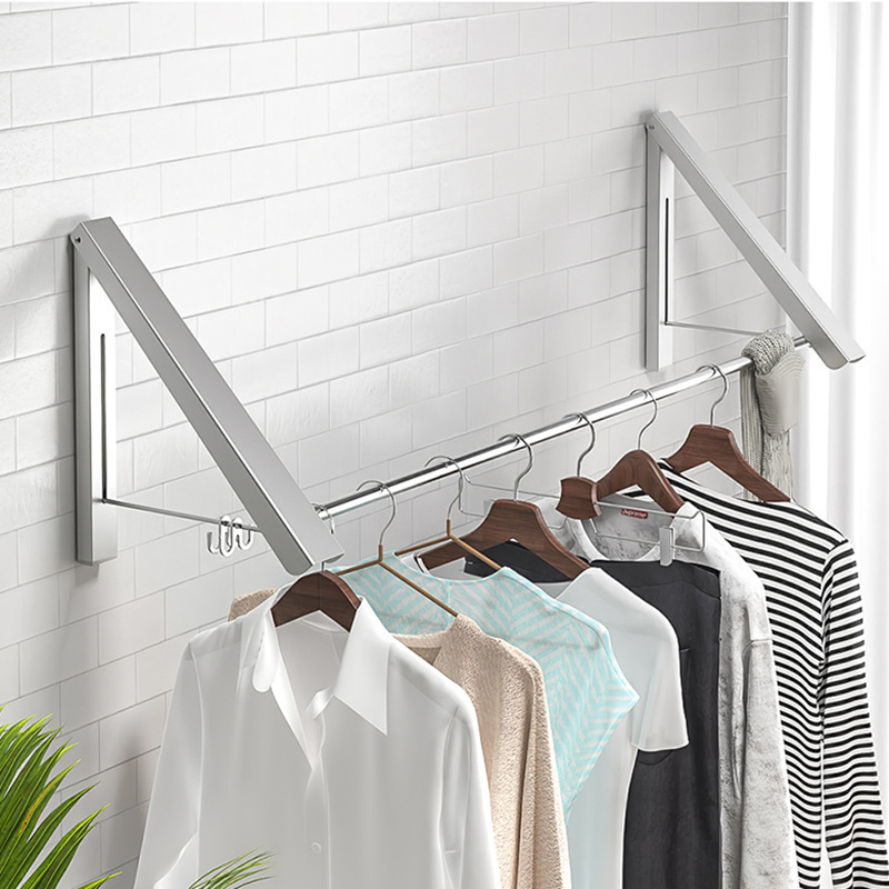 Balcony Retractable Clothes Drying Rod, Window Sill Drying Rack for Quilts, No-Drill Wall-Mounted Indoor Folding Clothes Rack, Balcony Clothes Rack