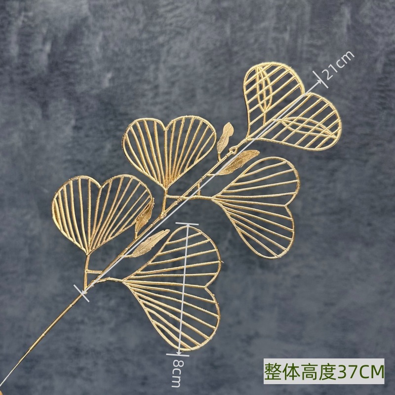 Flor artificial de oro solo tenedor fruta roja eucalipto ginkgo hoja gran amor Hortensia de madera Año Nuevo bendición cubo arreglo floral adornos