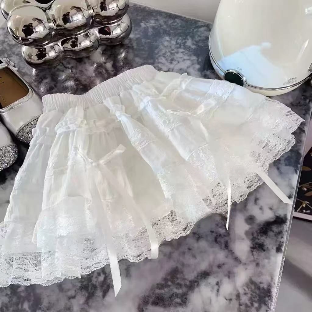 Niñas de encaje pastel falda falda de busto de verano para niños falda corta de estilo extranjero falda de princesa bebé arco