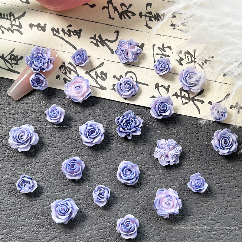 Purple Tie-Dye Rose Camellia Nail Art Accessories Material Package Purple Pure Wants to Wear Nail Art Accessories Purple Tie-Dye Rose Camellia Nail Art Accessories Material Package Purple Pure Wants to Wear Nail Art Accessories