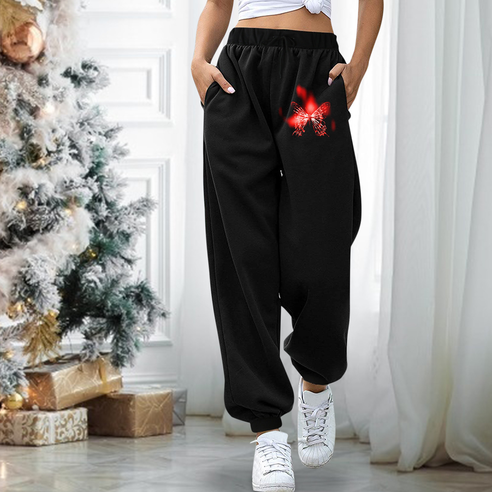 Europa y América, además de terciopelo engrosado pantalones de chándal 2023 transfronterizo de comercio exterior AliExpress Amazon deseo más tamaño sueltos pantalones de cintura alta image 6