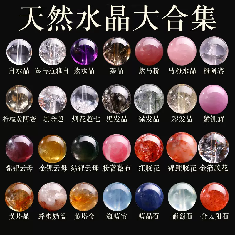 天然水晶散珠散批diy串珠海蓝宝紫锂云母发晶葡萄石粉紫水晶珠子