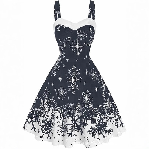 New digital 3D independent station women's Christmas banquet sling dress E107