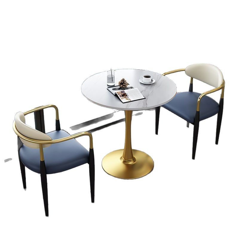 Mesa de negociación de roca de lujo nórdica mesa redonda combinación de recepción de té de leche balcón ocio mesa redonda