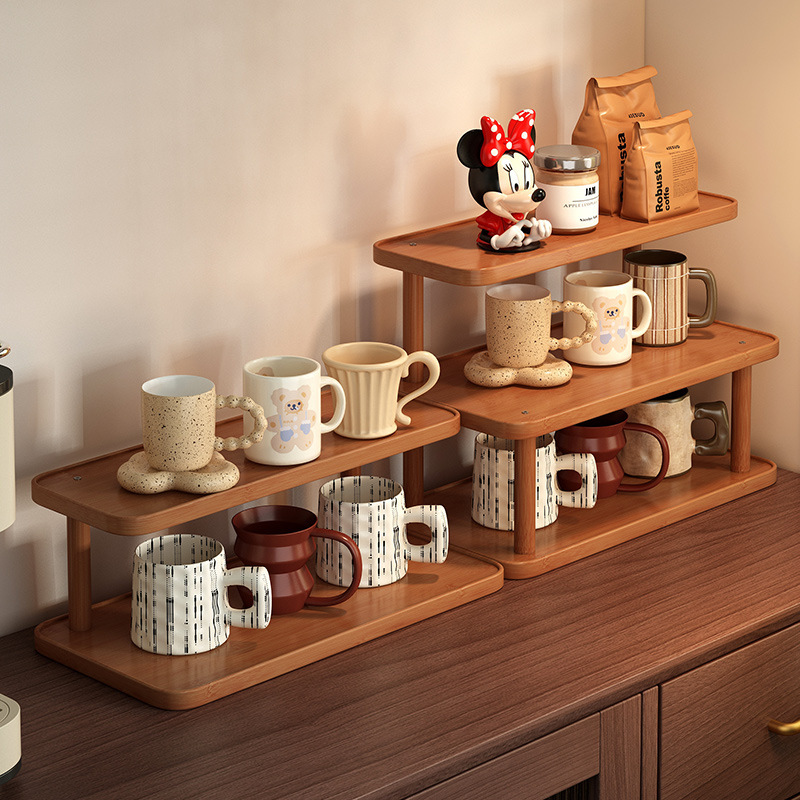 Estante de almacenamiento de tazas multicapa de escritorio, estante de tazas, estante de almacenamiento de tazas de mesa, tazas de café y agua, estante pequeño Bogo