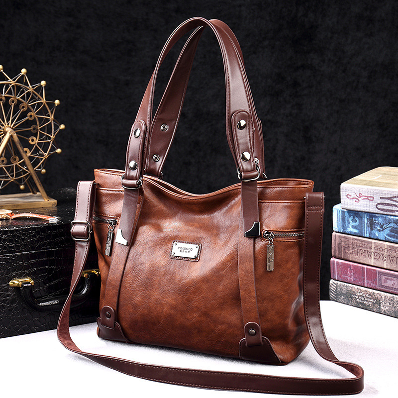 Cross-Border 2026 New Retro European and American Style Handbag, Shoulder Bag, Crossbody Bag, Unisex Tote Soft Bag, Large Capacity Women's Bag