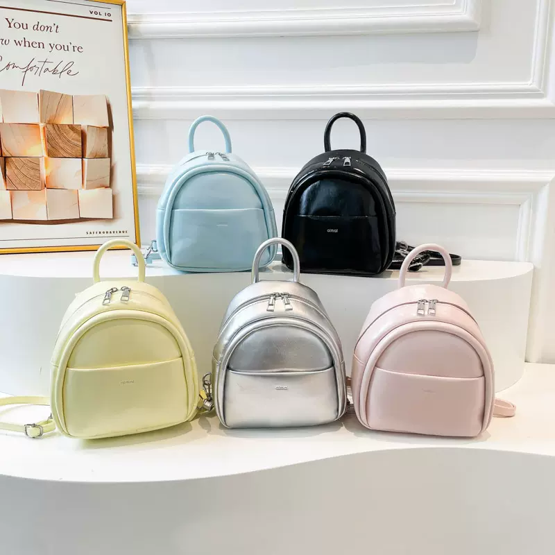 外贸跨境纯色双肩包小包女2025新款韩版洋气女生背包休闲外出小包