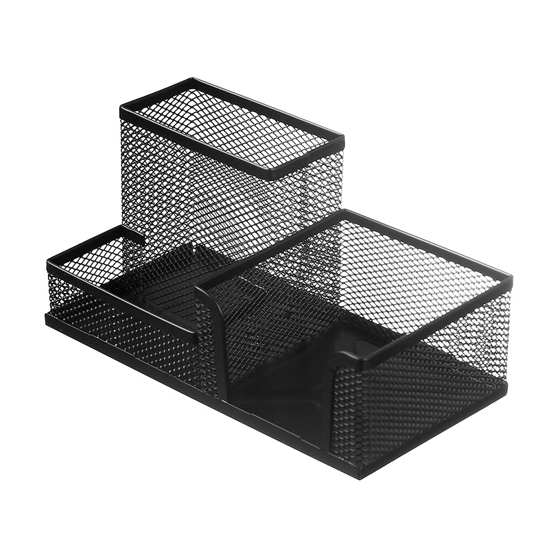Combinación multifuncional titular de la pluma de metal creativo de hierro de tres rejillas de almacenamiento titular de la pluma papelería del estudiante de escritorio caja de almacenamiento de oficina