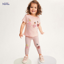 Little maven夏季短袖女童套装欧美居家儿童套装女宝可爱两件套