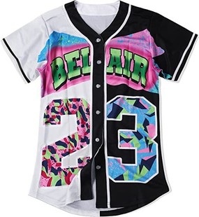 2023 Cross-Border Hot Style Bel Air Baseball Sweatshirt 3D Digital Printing Men's and Women's Fashion Jacket Short Sleeves