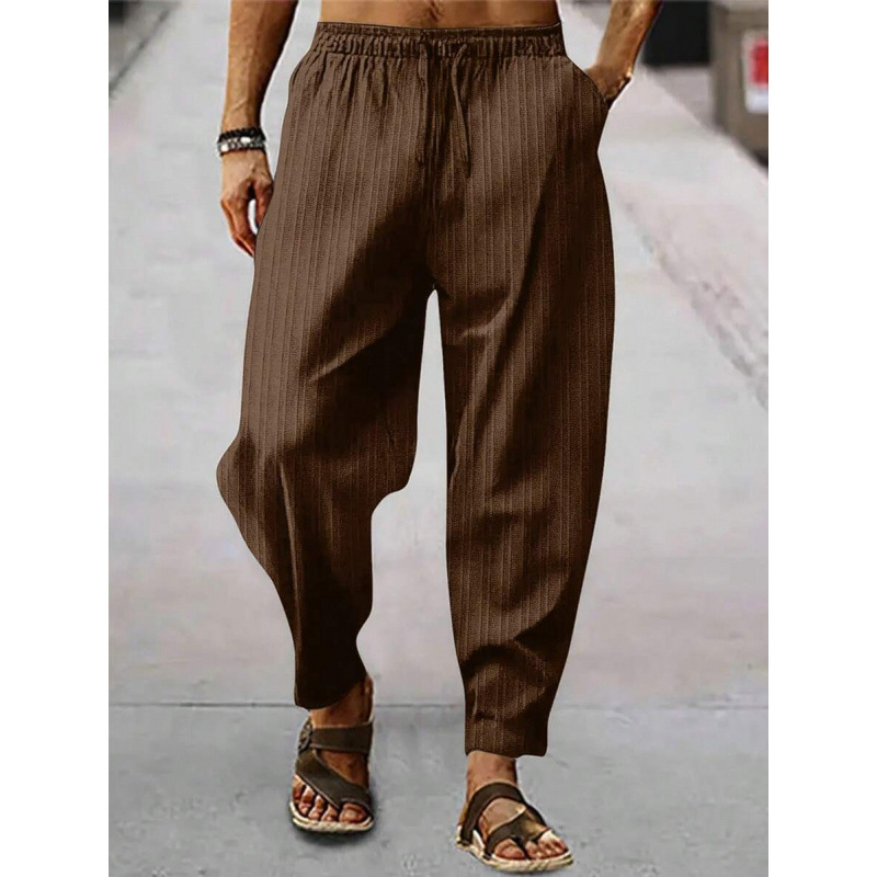 H 61507 Striped linen men's pants 条纹亚麻男士休闲裤跨境