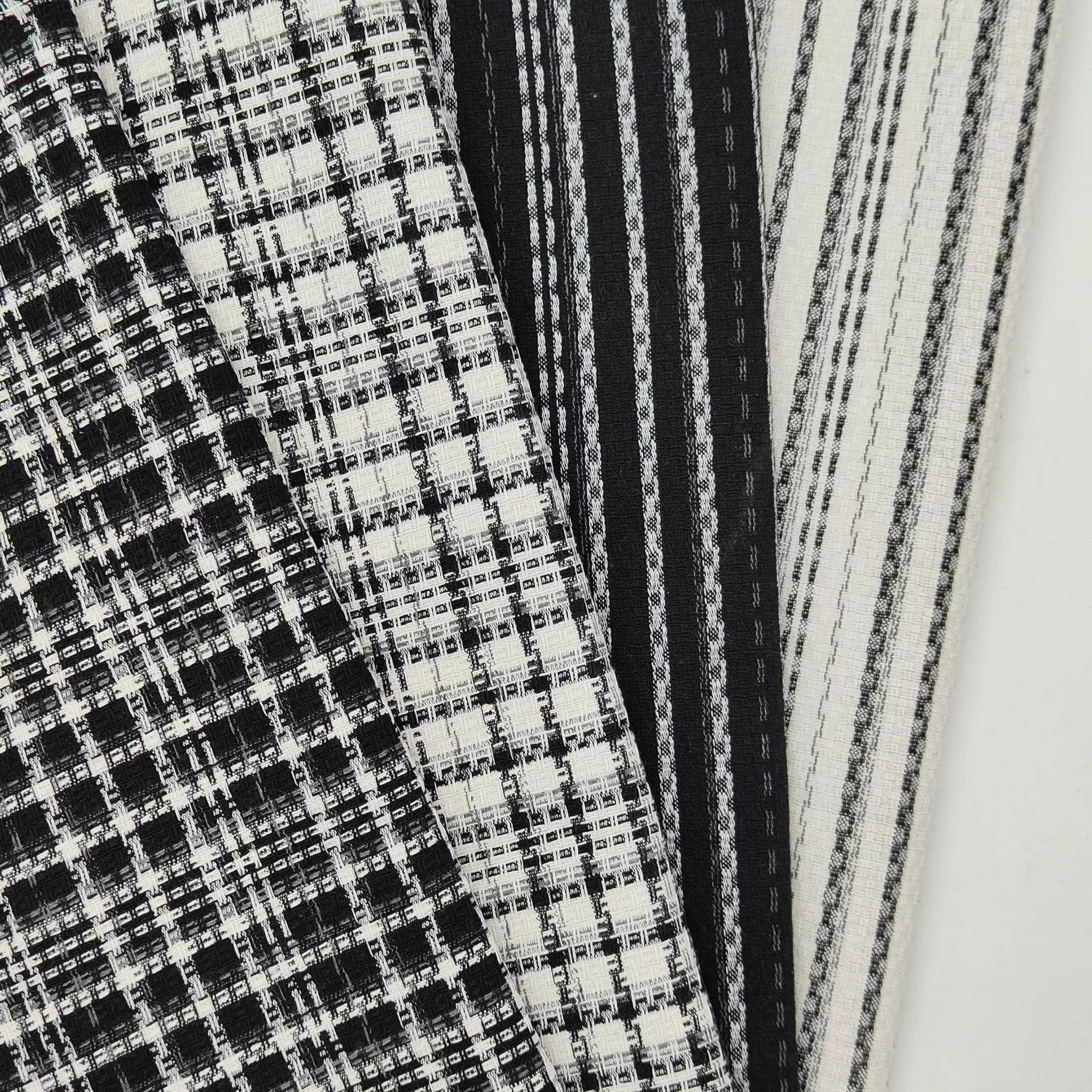 新款小香风色织格子布 立体感条纹提花面料衬衫抱枕鞋帽布料 现货