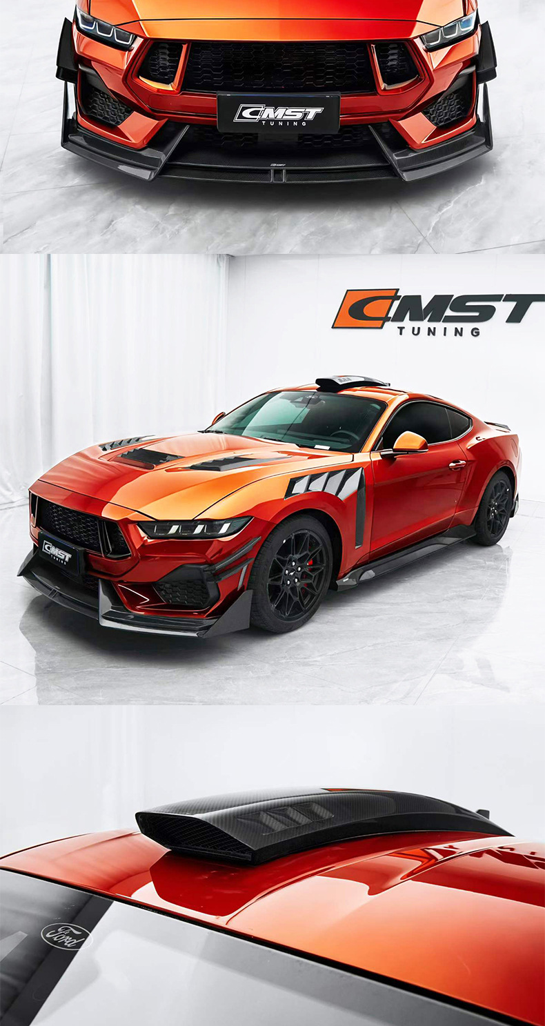 Suitable for Ford Mustang modifications: CMST carbon fiber front splitter, rear lip, side skirts, wind deflectors, hood, and fender flares