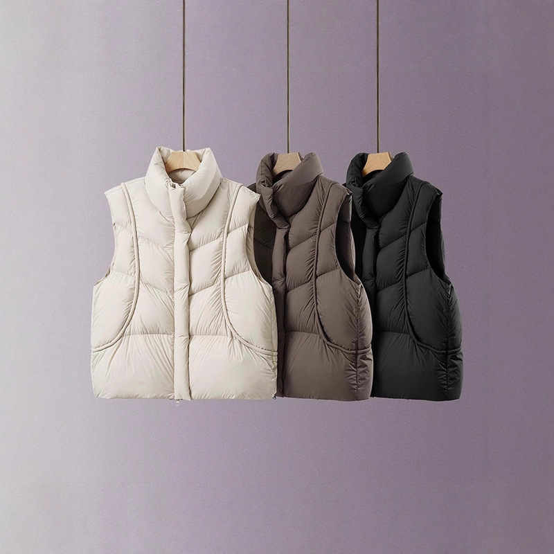Down Vest Women's Autumn and Winter Outer Wear Stand Collar 2025 New Fashionable White Duck down Vest Vest Jacket