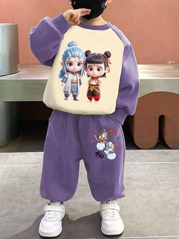 哪吒魔童闹海2025新款卫衣男童宽松儿童春秋装女童休闲套装|undefined