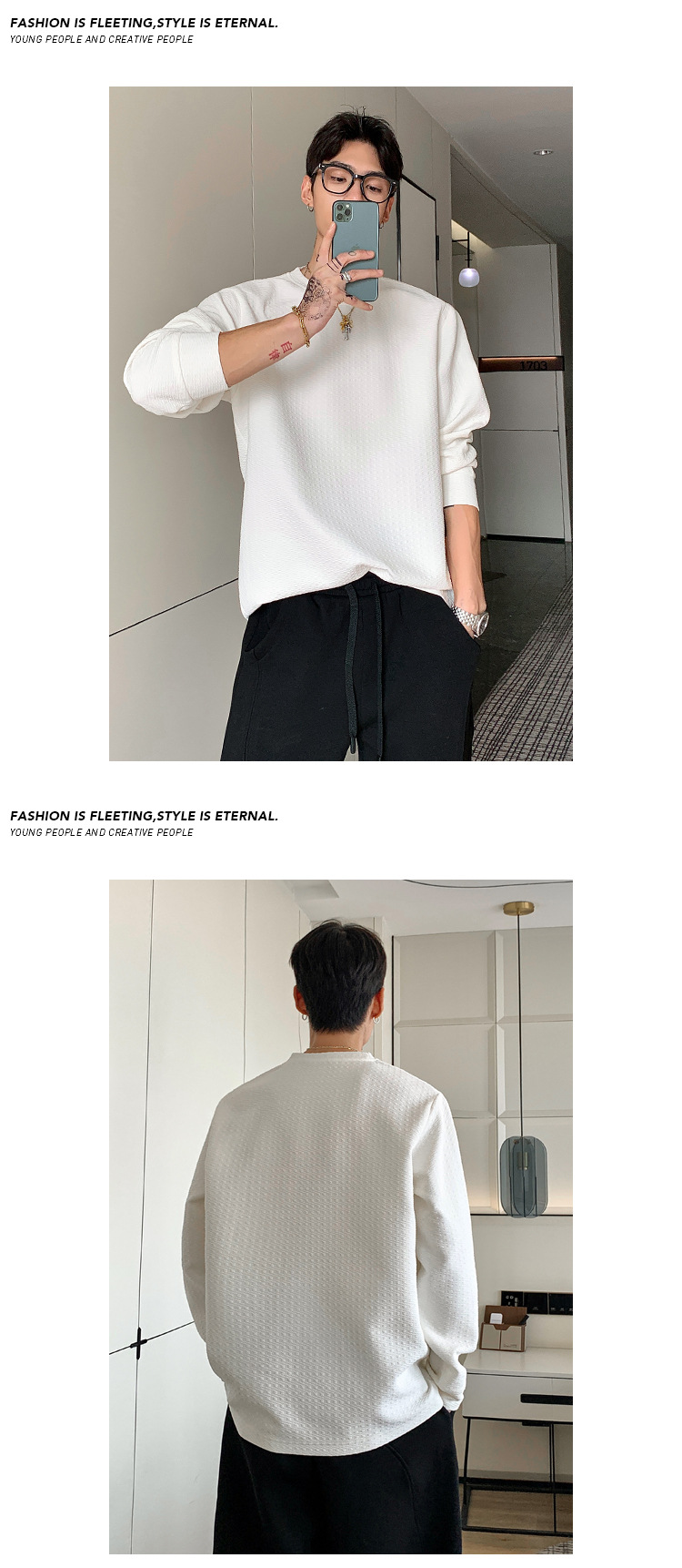 Jacquard Sweatshirt Für Herren Mit Rundhals Im Retro Look Langarm_voghion.com