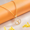 Fashionable necklace stainless steel, long universal pendant, micro incrustation, internet celebrity