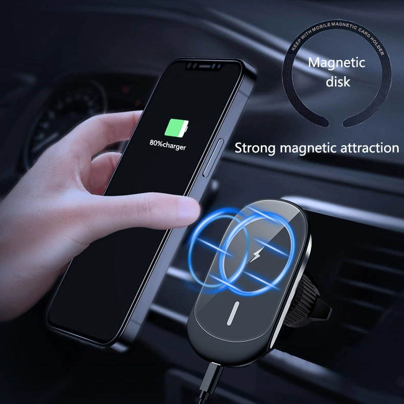 MagSafe автомобильный магнитный держатель C7S-2 с беспроводной зарядкой, крепление на решётку, чёрный