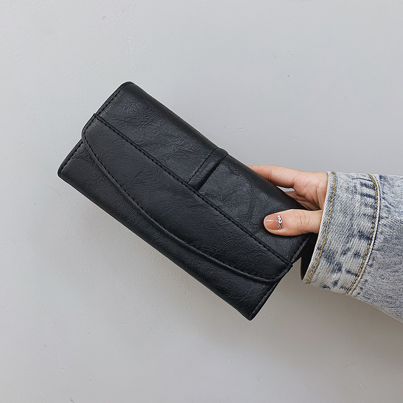 Wholesale 2022 New Wallet Women's Long Clutch Bag Retro Wax Wallet Large Capacity Multi-functional Women's Wallet Tide