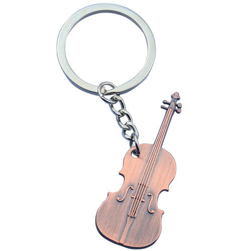 Metal Retro Music Violin Keychain Lock Key Holder Pendant One-Time Delivery Free Sample Zinc Alloy Gift