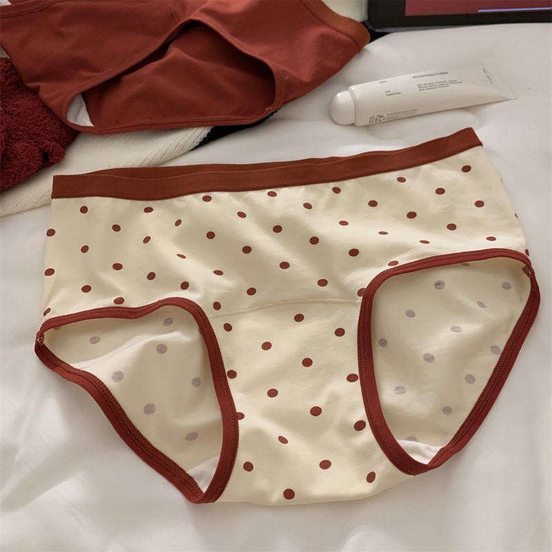 少女喜事~7a纯棉加长抗菌裆内裤女红色结婚纯棉中腰新款三角裤|undefined