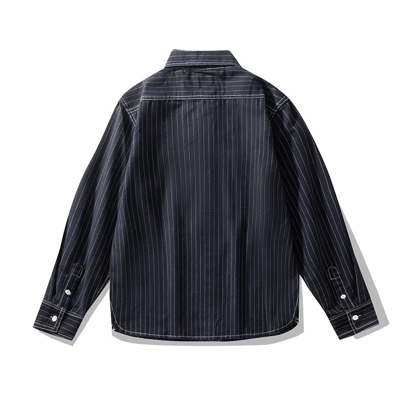 Camicia uomo stile retro americano a righe verticali_voghion.com