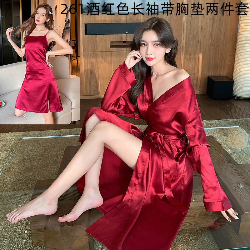 ✿261 버건디 긴팔 투피스 세트(가슴 패드 포함)✦✿