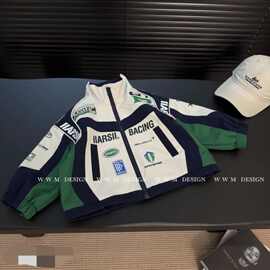 男童春秋季新款赛车服外套2025儿童女宝宝秋款机车洋气棒球服外套