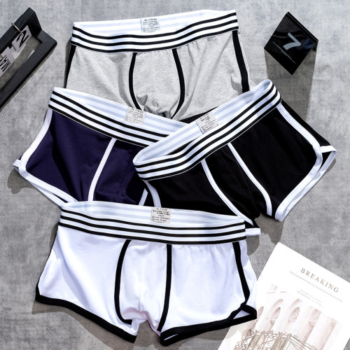 Men's underwear pure cotton boxer briefs comfortable and breathable teenagers solid color personality trendy sports boxer briefs shorts