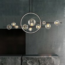 設計師的燈現代中式餐桌長條燈北歐創意個性餐廳吧台玻璃泡泡吊燈