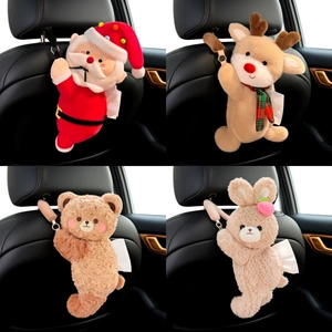 Avtomobil cizgi film plush salfet qutusu, yaradıcı cute heyvan asma qoltuqaltı, oturacaq arxası