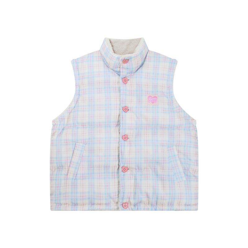 Sweet Heart Embroidered Cashmere Double-Sided Vest Jacket Cotton Outwear for Women Winter Layered Fur Cotton Outwear Trendy Jacket