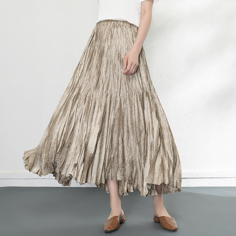 Miyake Half-Length Skirt, High-Waisted, Drapey, Large Flared Umbrella Skirt, 2025 Spring/Summer New Style, Versatile Long Pleated Skirt, Elegant