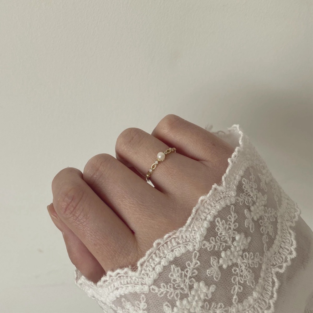 French Retro Pearl Zircon Ring Adjustable Vintage Artistic Jewelry_voghion.com