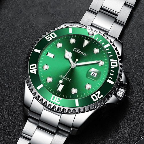 Green Water Monster Water Ghost Calendar Fashion Luminous Watch Men's Live Business Steel Belt Fully Automatic Non-Mechanical Men's Quartz Watch