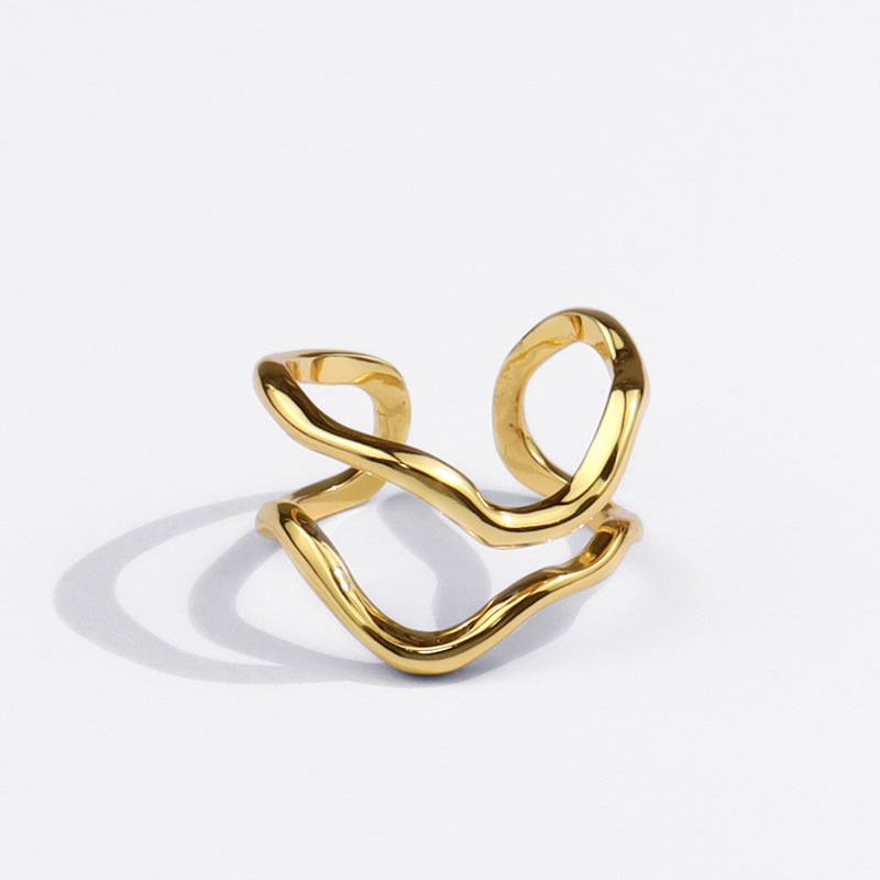 New simple geometric open doublelayer irregular index finger ringpicture4