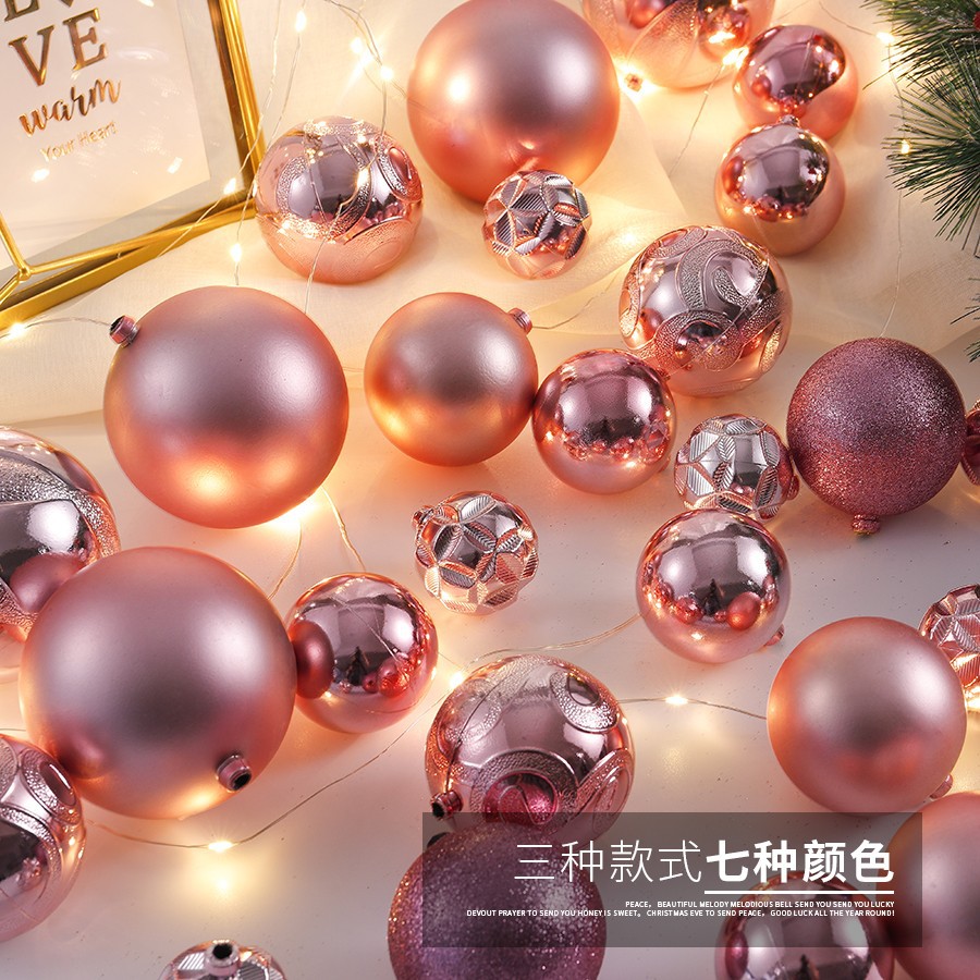 Caja de regalo de la bola de luz galvanoplastia de Navidad árbol de Navidad colgante Bola de polvo bola mate decoración de techo de Navidad