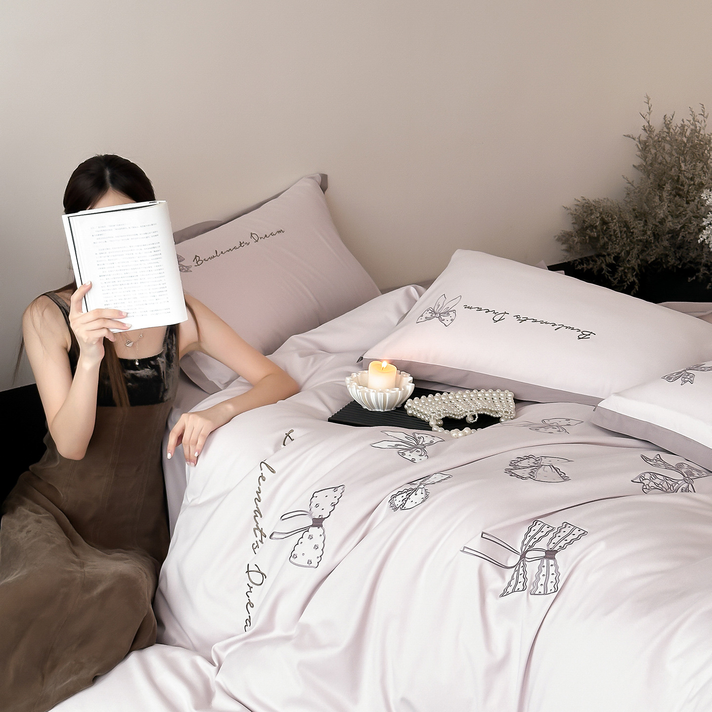 Soft Cozy For Autumn Winter! 100-count Long-staple Cotton Brushed Four-piece Set, Pure Cotton, Thickened,_voghion.com